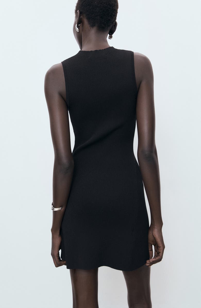 MANGO Rib Sweater Dress, Alternate, color, Black