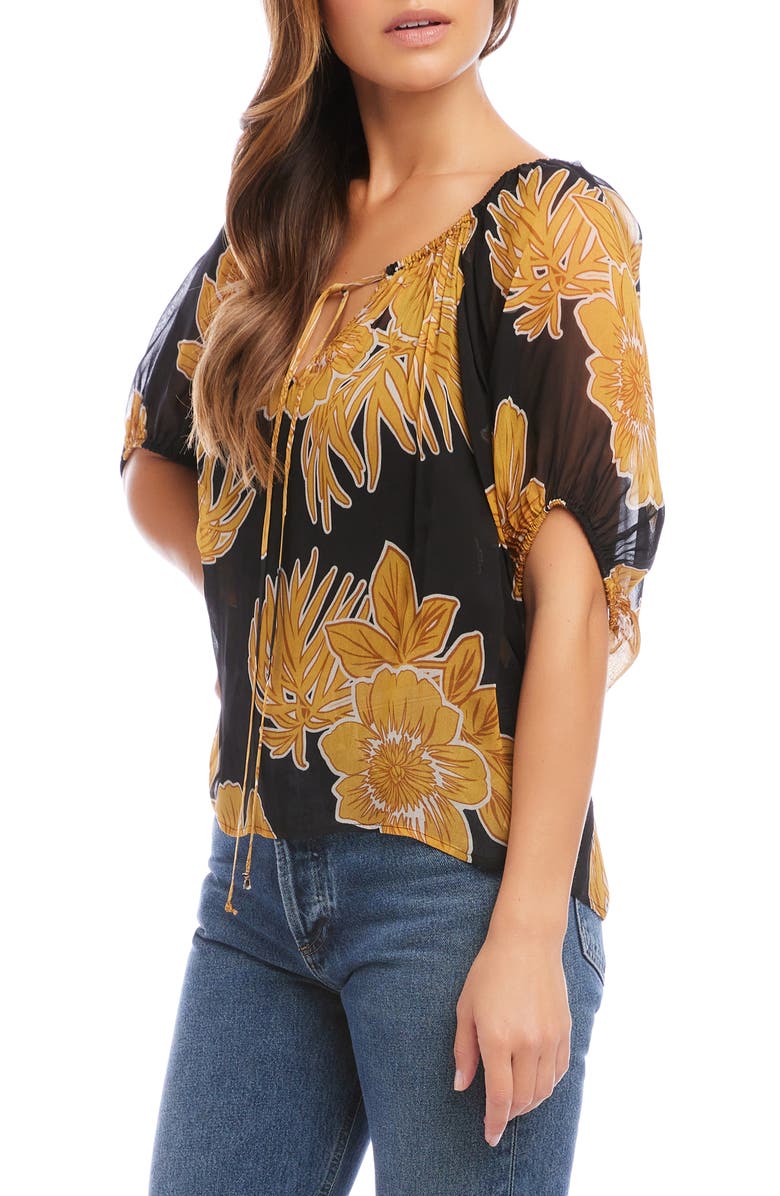 FIFTEEN TWENTY Floral Tie Neck Peasant Top, Alternate, color, 