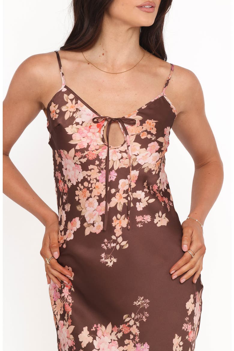 Jamila Floral Midi Dress, Alternate, color, BROWN FLORAL