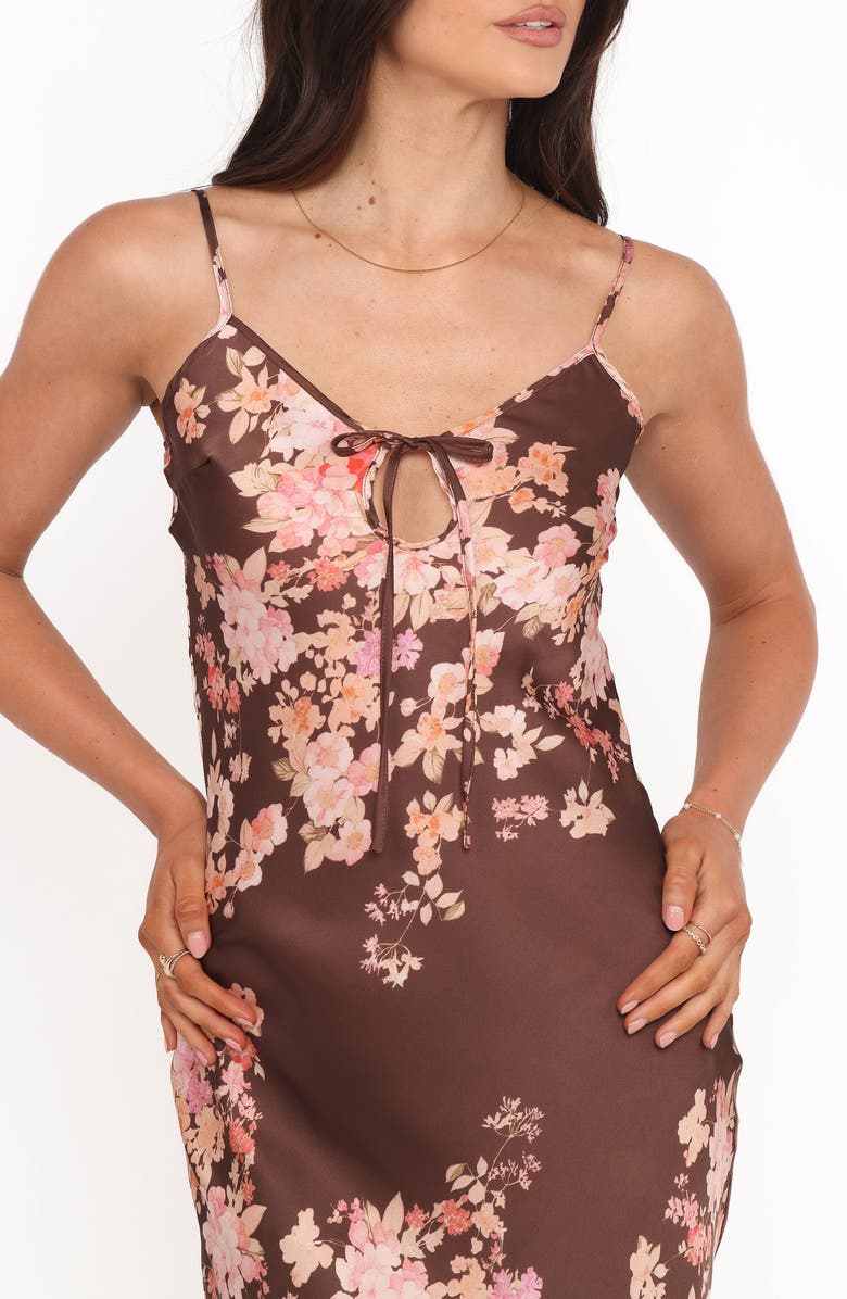 Petal & Pup Jamila Floral Midi Dress, Alternate, color, Brown Floral