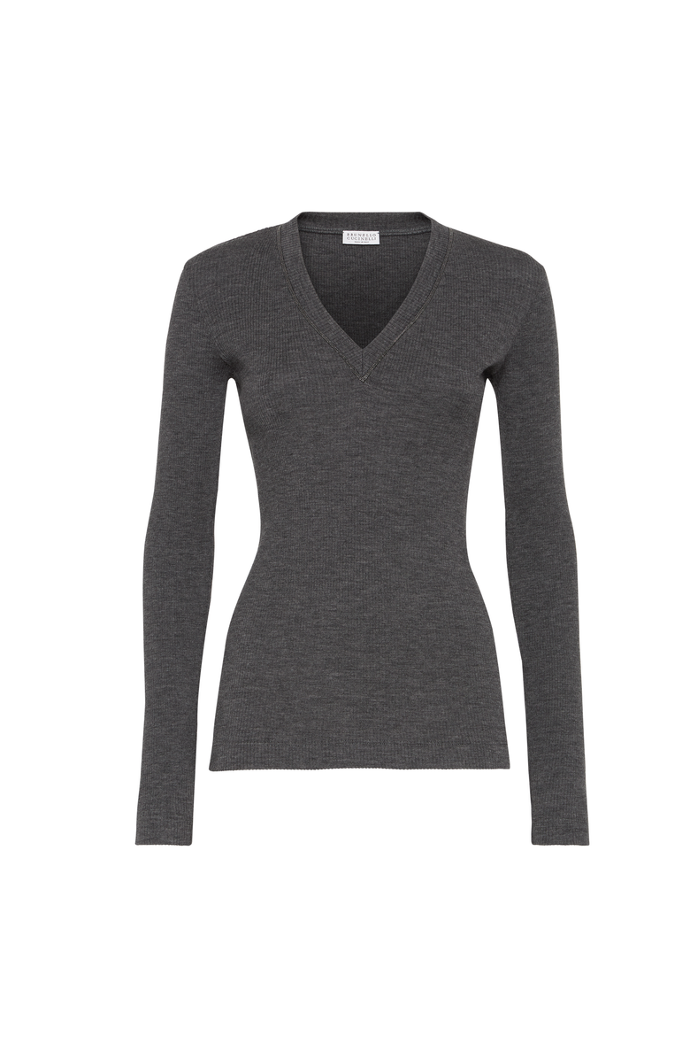 Brunello Cucinelli Long sleeve T-shirt, Main, color, Anthracite