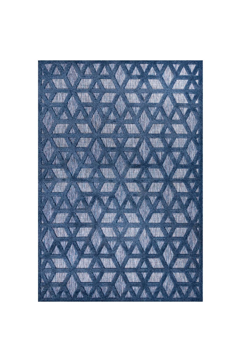 Talaia Neutral Geometric Indoor/Outdoor Area Rug, Alternate, color, Navy-Blue