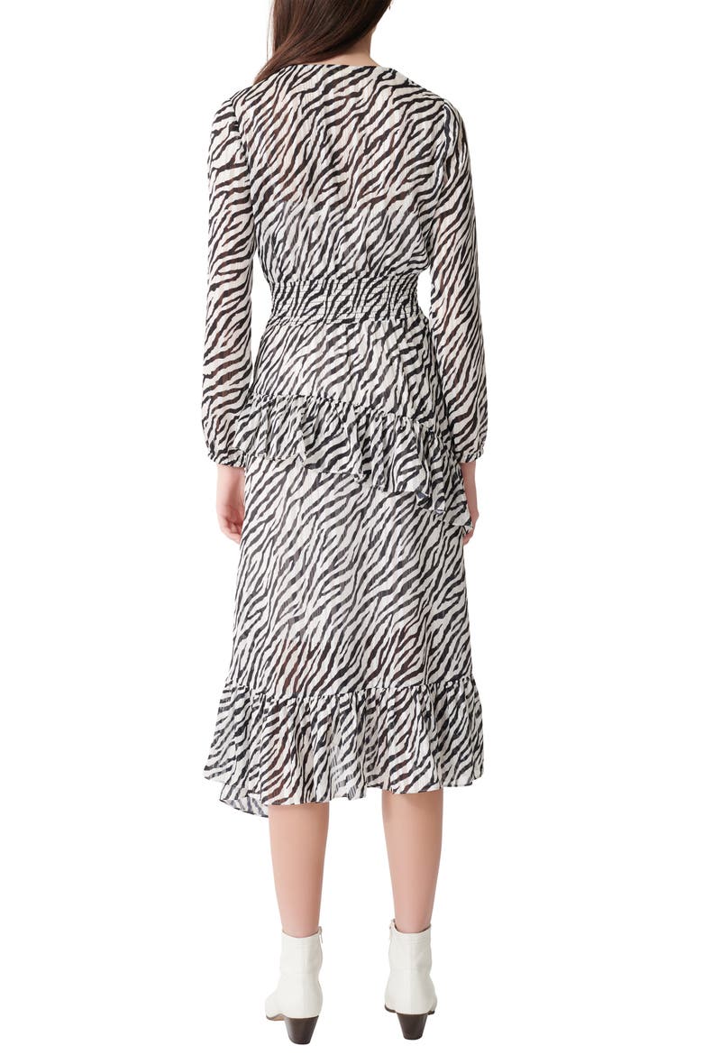 Ribou Zebra Print Long Sleeve Dress, Alternate, color, BLACK / WHITE