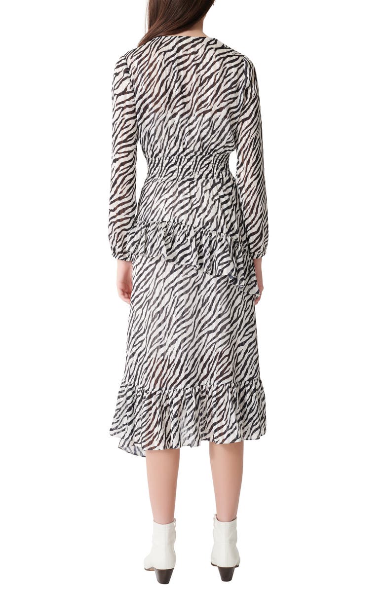 maje Ribou Zebra Print Long Sleeve Dress, Alternate, color, 