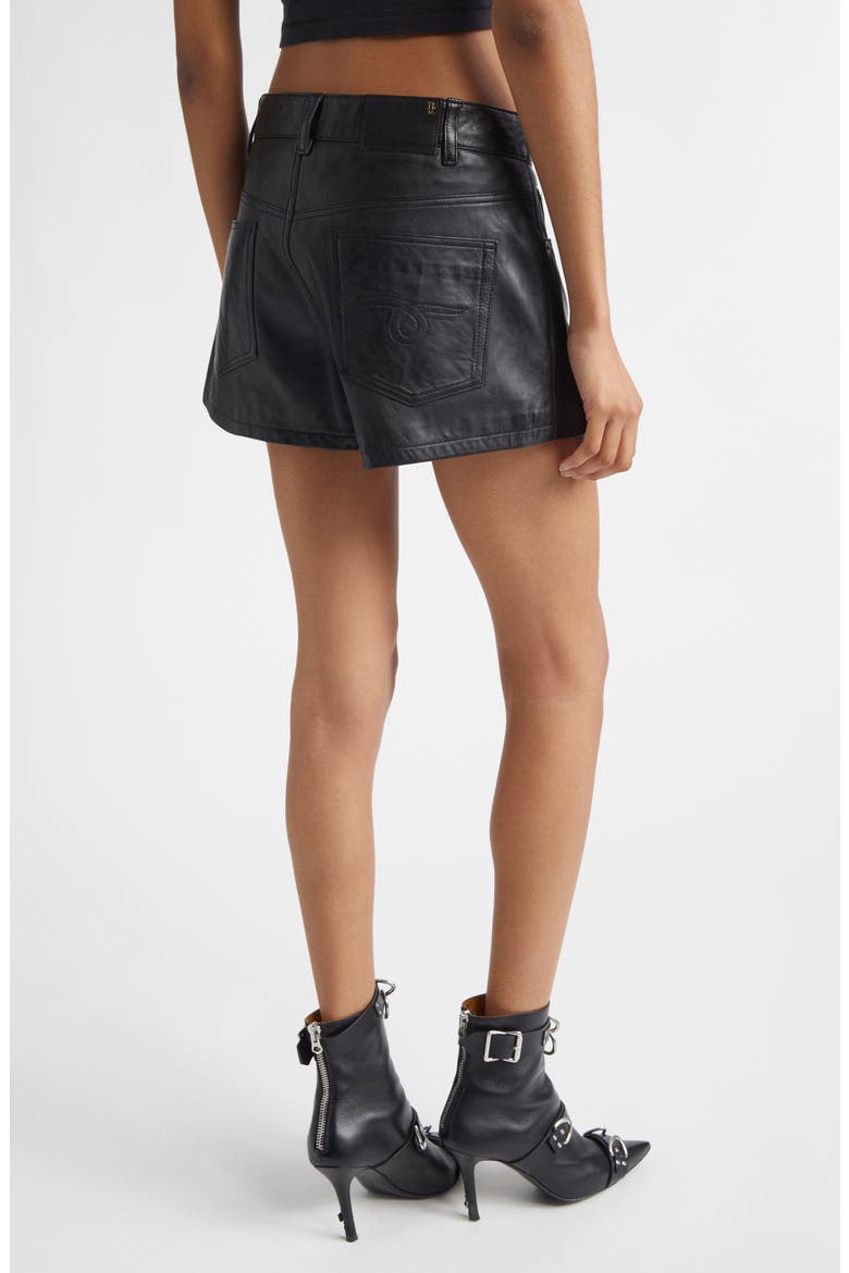 Front Zip Leather Skort, Alternate, color, BLACK