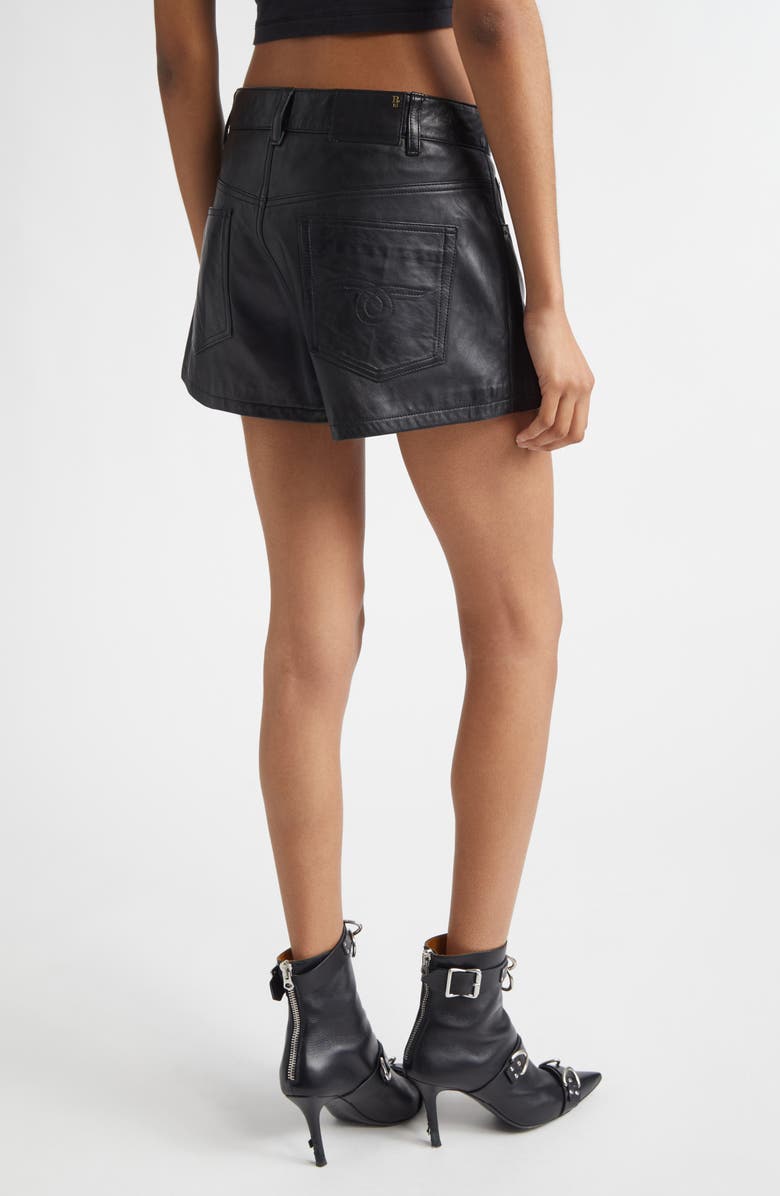 R13 Front Zip Leather Skort, Alternate, color, Black