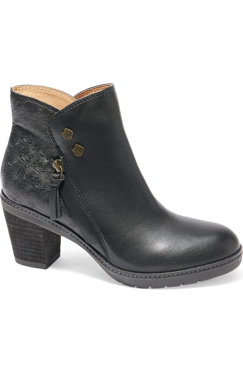 Hälsa Footwear Rea Floral Embossed Leather Bootie, Main, color, Black