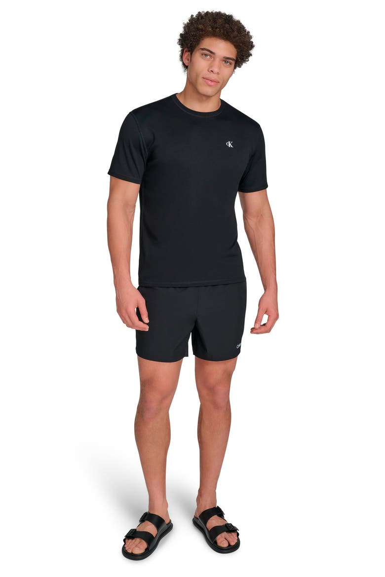CK Monogram Short Sleeve Rashguard, Alternate, color, BLACK