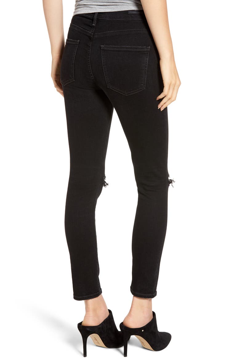 Rocket High Waist Ripped Ankle Skinny Jeans, Alternate, color, SIREN