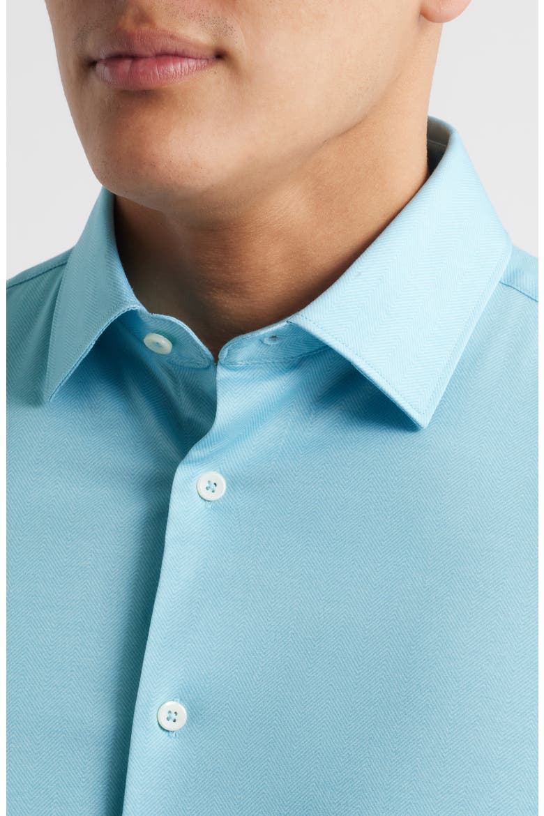 Jimmy OoohCotton® Herringbone Button-Up Shirt, Alternate, color, TURQUOISE