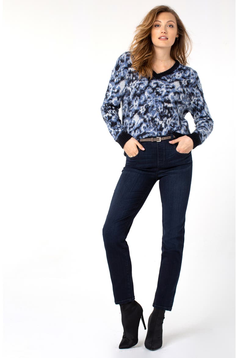 V-Neck Sweater, Alternate, color, ABSTRACT BLUE