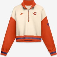 Nike Women's Nike Natural/Orange Clemson Tigers Oversized Legacy Color Block Cropped Quarter-Zip Pullover