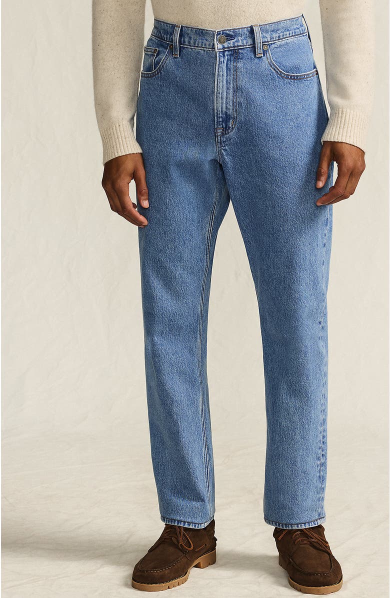 Lands' End Stretch Athletic Fit Jean, Main, color, Medium Stonewash