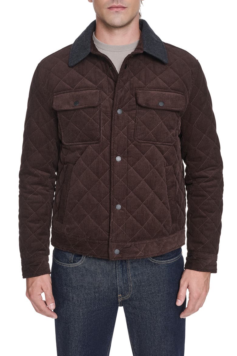 Quilted Shirt Jacket, Main, color, CHOCOLATE