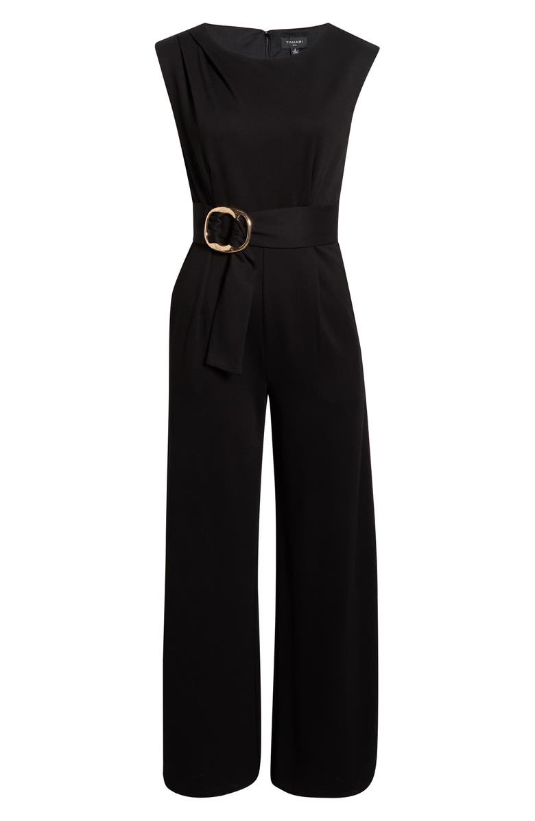 Tahari ASL Buckle Detail Jumpsuit, Alternate, color, Black
