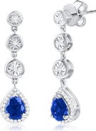 SIMONA Sterling Silver Lab Grown Sapphire & Diamond Drop Earrings