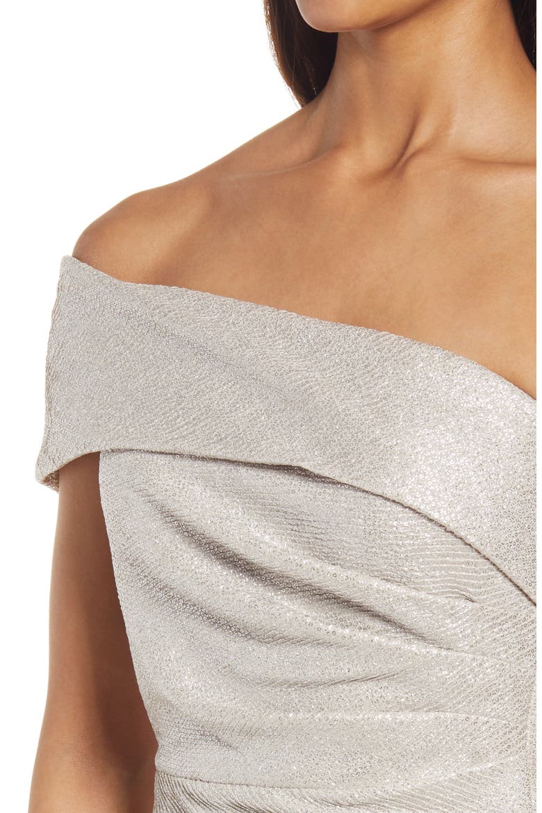 One-Shoulder Glitter Mermaid Gown, Alternate, color, CHAMPAGNE