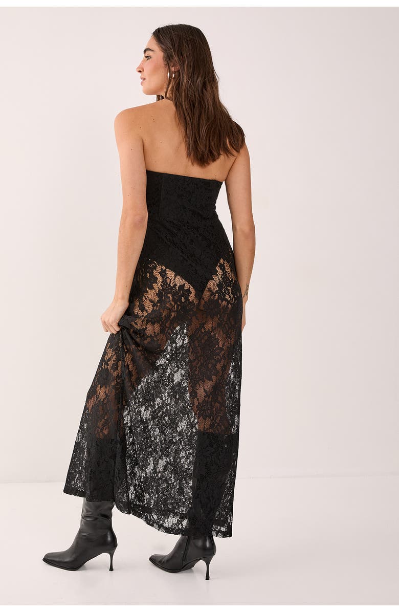 NASTY GAL Lace Bandeau Sheer Maxi Dress, Alternate, color, Black