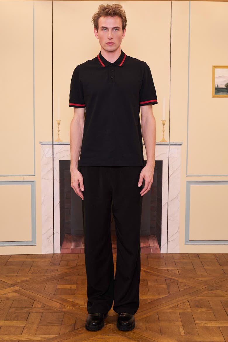 Daydreamers Short Sleeve Polo Shirt, Alternate, color, BLACK