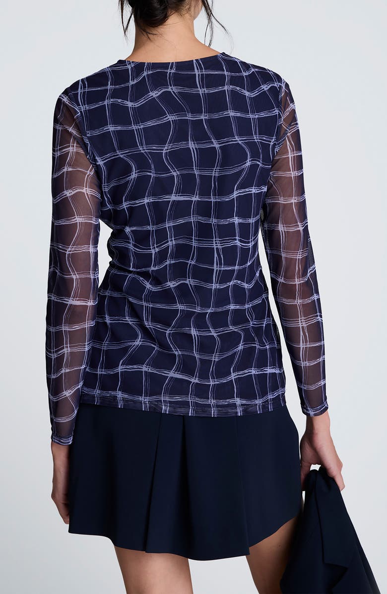 Kenneth Cole Knot Waist Check Top, Alternate, color,