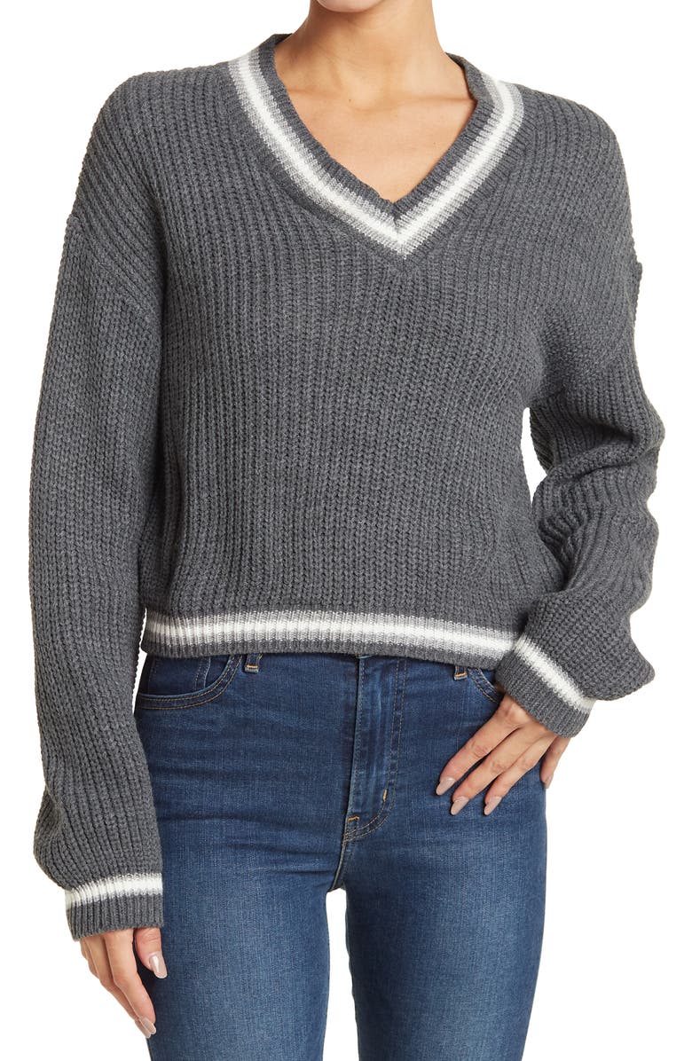 Cotton Emporium V-Neck Half Pullover, Main, color,