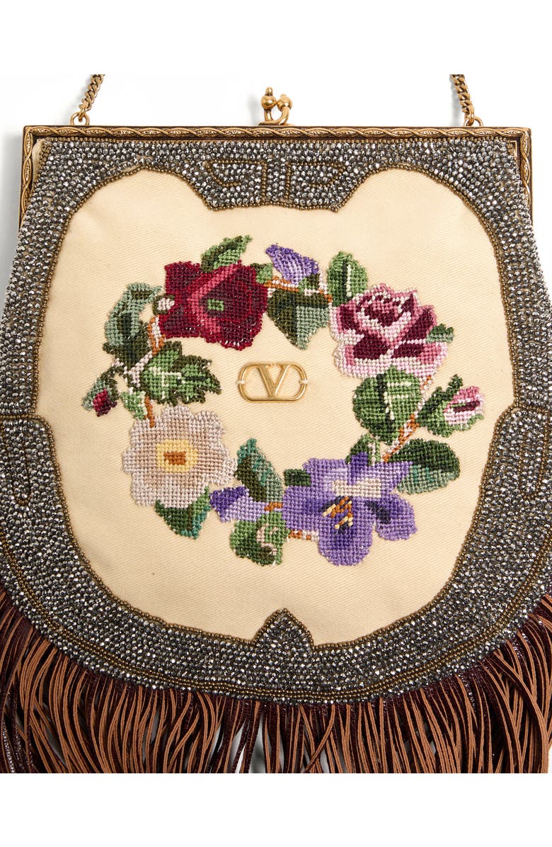 Valentino Garavani Fringe Minaudière Handbag, Alternate, color, Natural/ Multi/ Maple