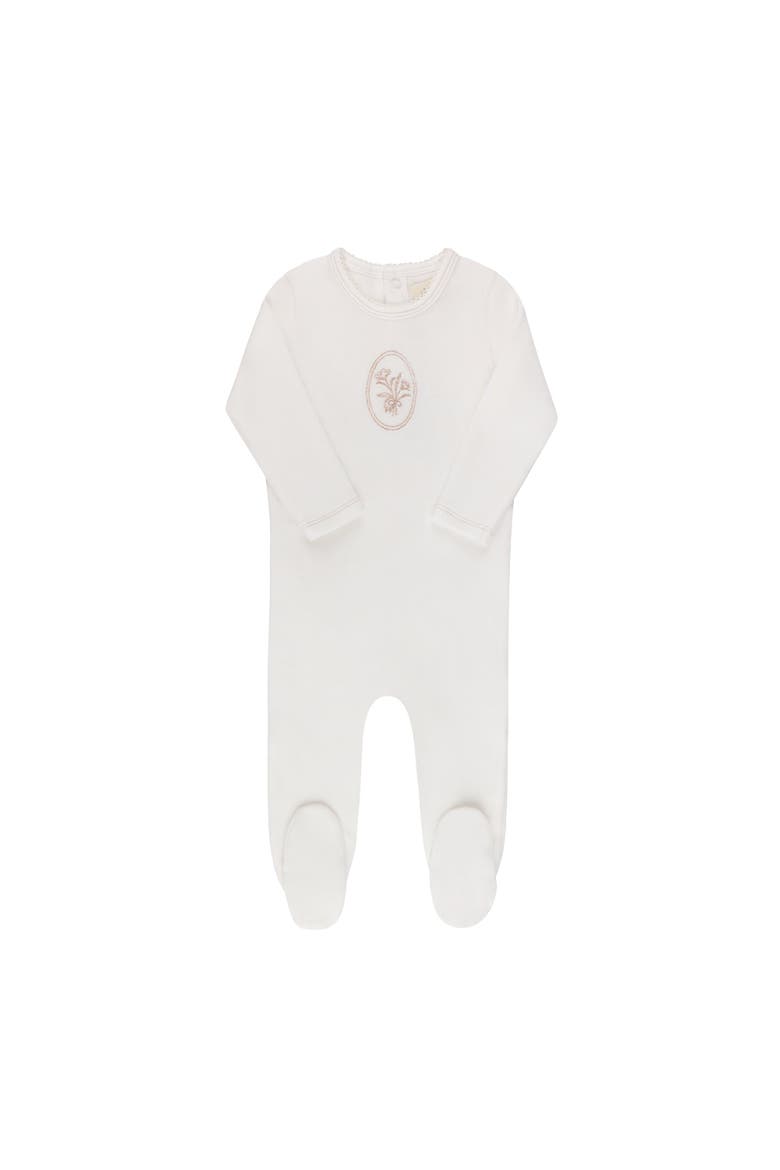 Velour Center Floral Collection - Footie, Main, color, Ivory Rosegold
