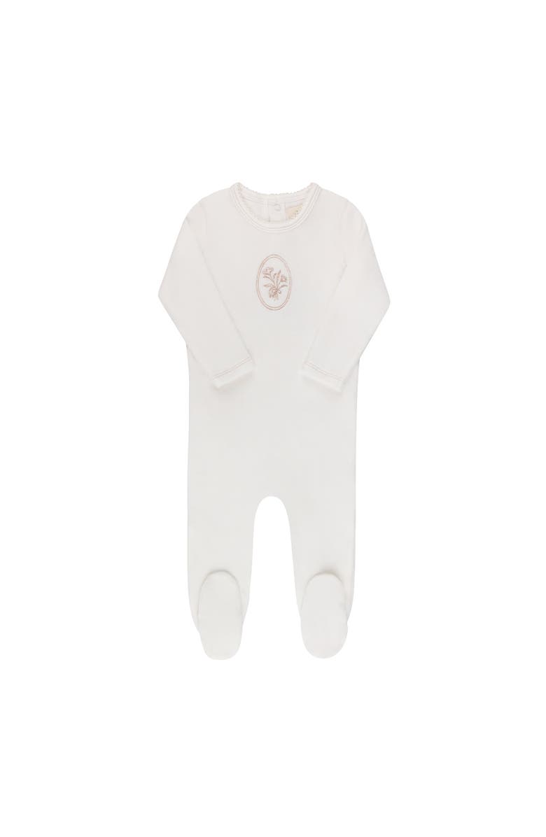 Ely's & Co. Velour Center Floral Collection - Footie, Main, color, Ivory Rosegold