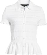 Veronica Beard Ellisandra Shirred Peplum Top