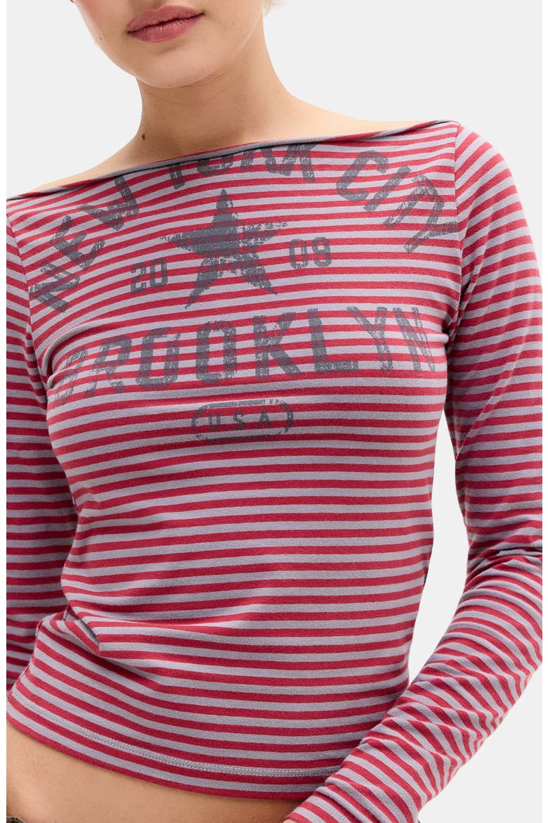 NYC Slash Stripe Long Sleeve Top, Alternate, color, RED