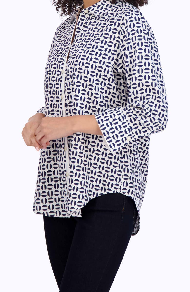 Foxcroft Charlie Geometric Print Cotton Button-Up Shirt, Alternate, color, 