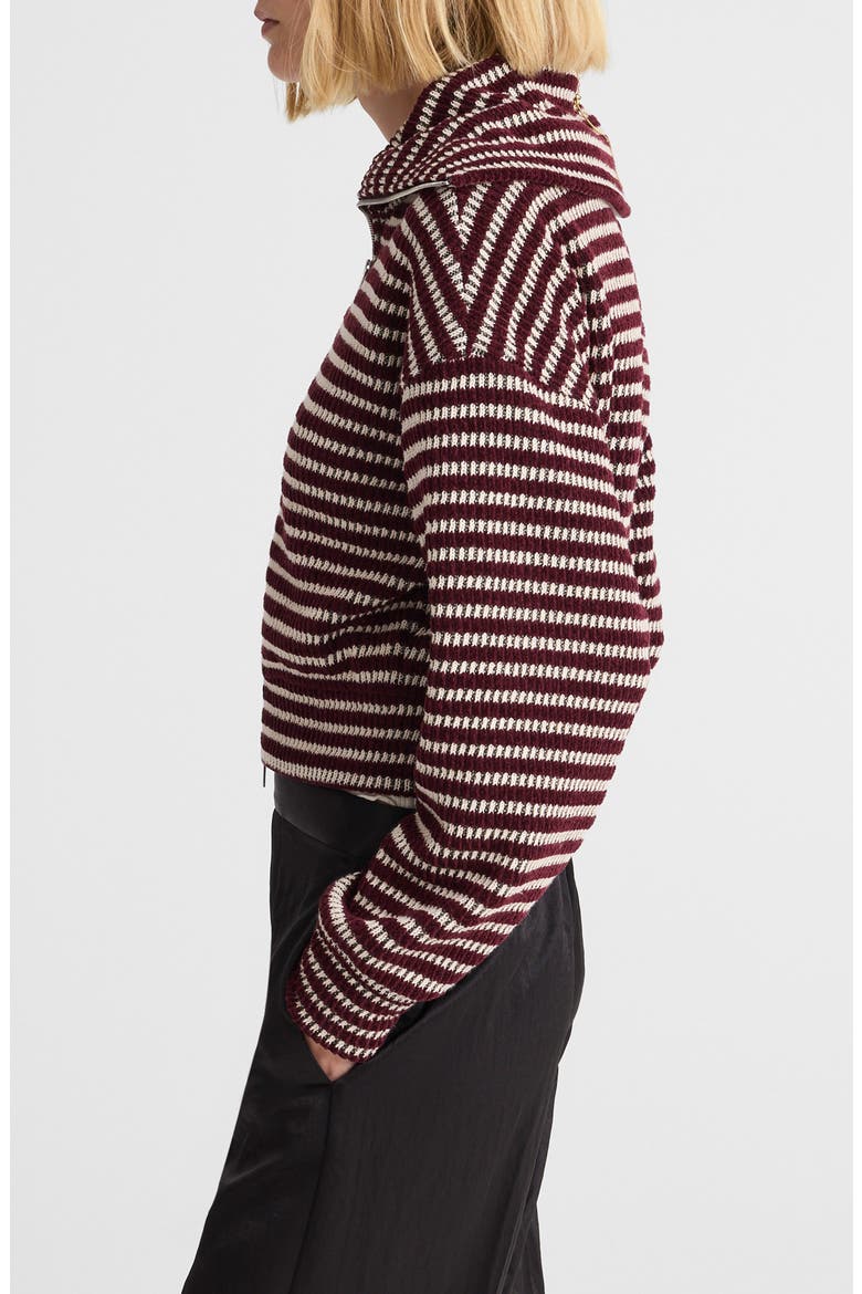 Zip Up Knit Jacket, Alternate, color, DARK POMEGRANTE