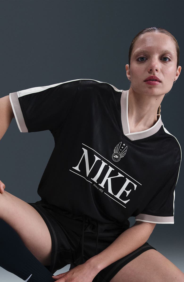 Nike Sportswear V-Neck Graphic Jersey, Alternate, color, Black/ Sail/ College Grey