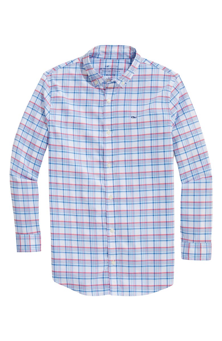 vineyard vines On-the-Go Plaid Button-Down Shirt, Main, color, 