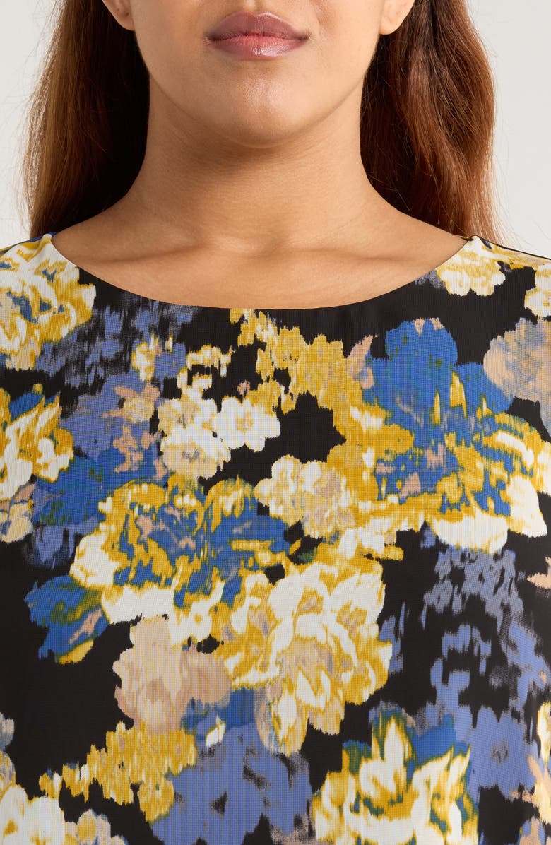 KASPER Ruffle Sleeve Top, Alternate, color, Black Multi