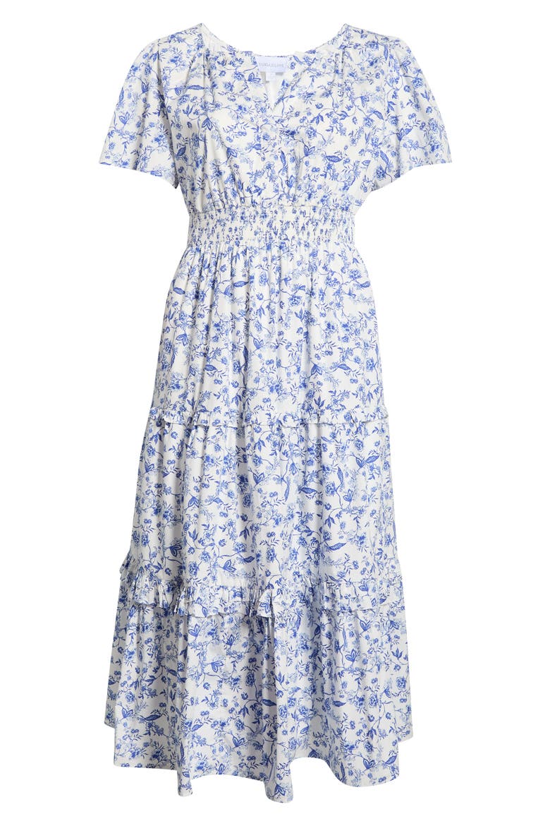 Francine Toile Fabiola Ruffle Maxi Dress, Alternate, color, WHT-BLUES-MULT