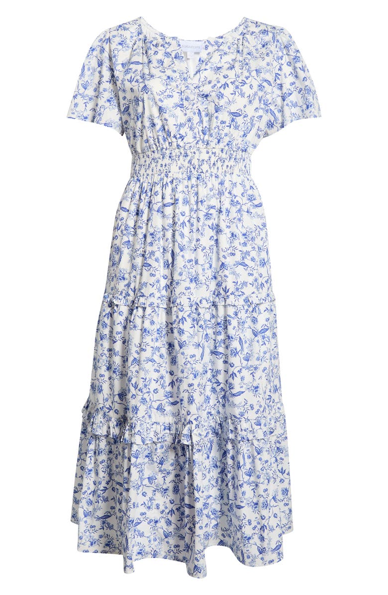SUGARLIPS Francine Toile Fabiola Ruffle Maxi Dress, Alternate, color, White Blue