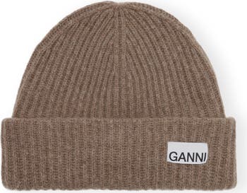 Ganni Structured Rib Wool Blend Beanie | Nordstrom Ganni Structured Rib Wool Blend Beanie | Nordstrom