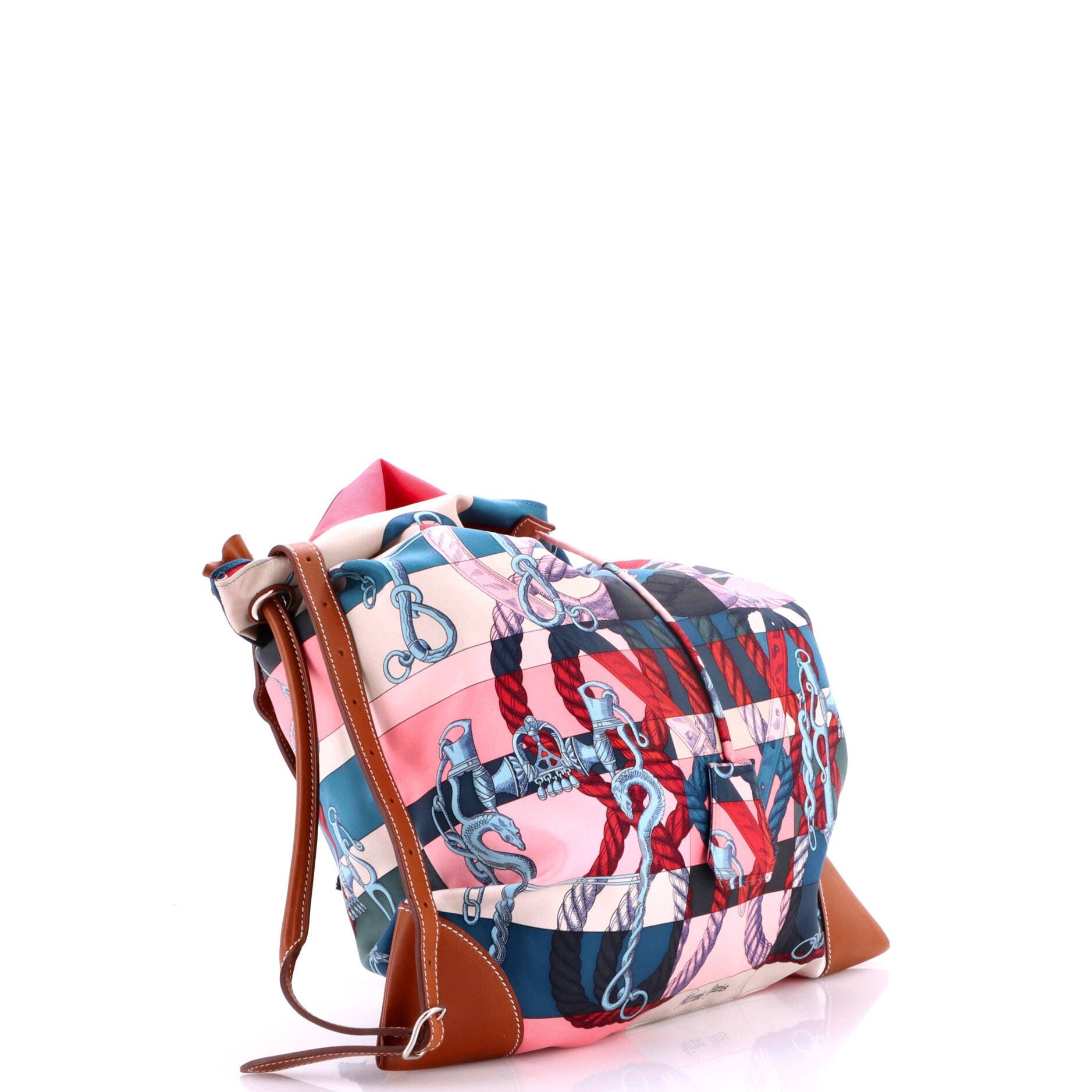 Silky City Bag Printed Silk and Leather GM, Alternate, color, Blue