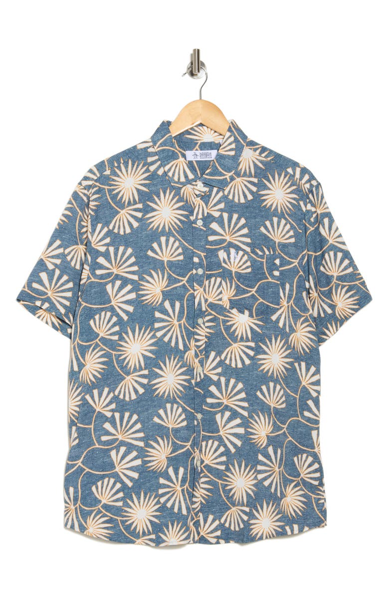 Original Penguin Botanical Short Sleeve Button-Up Shirt, Alternate, color,