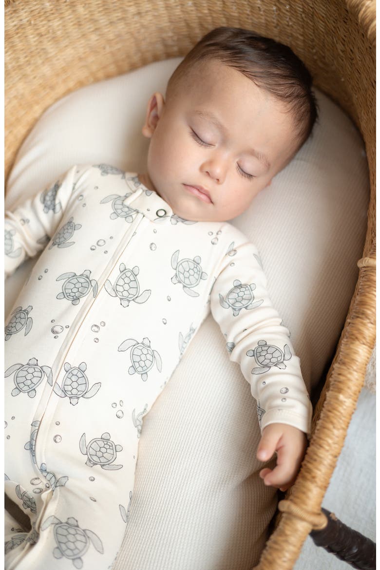 Organic Cotton 2-Way Zip Footie, Alternate, color, SEA TURTLES