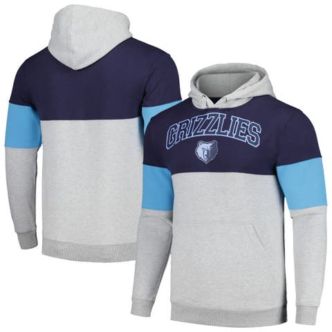 Men's Fanatics Branded Navy Memphis Grizzlies Contrast Pieced Pullover Hoodie
