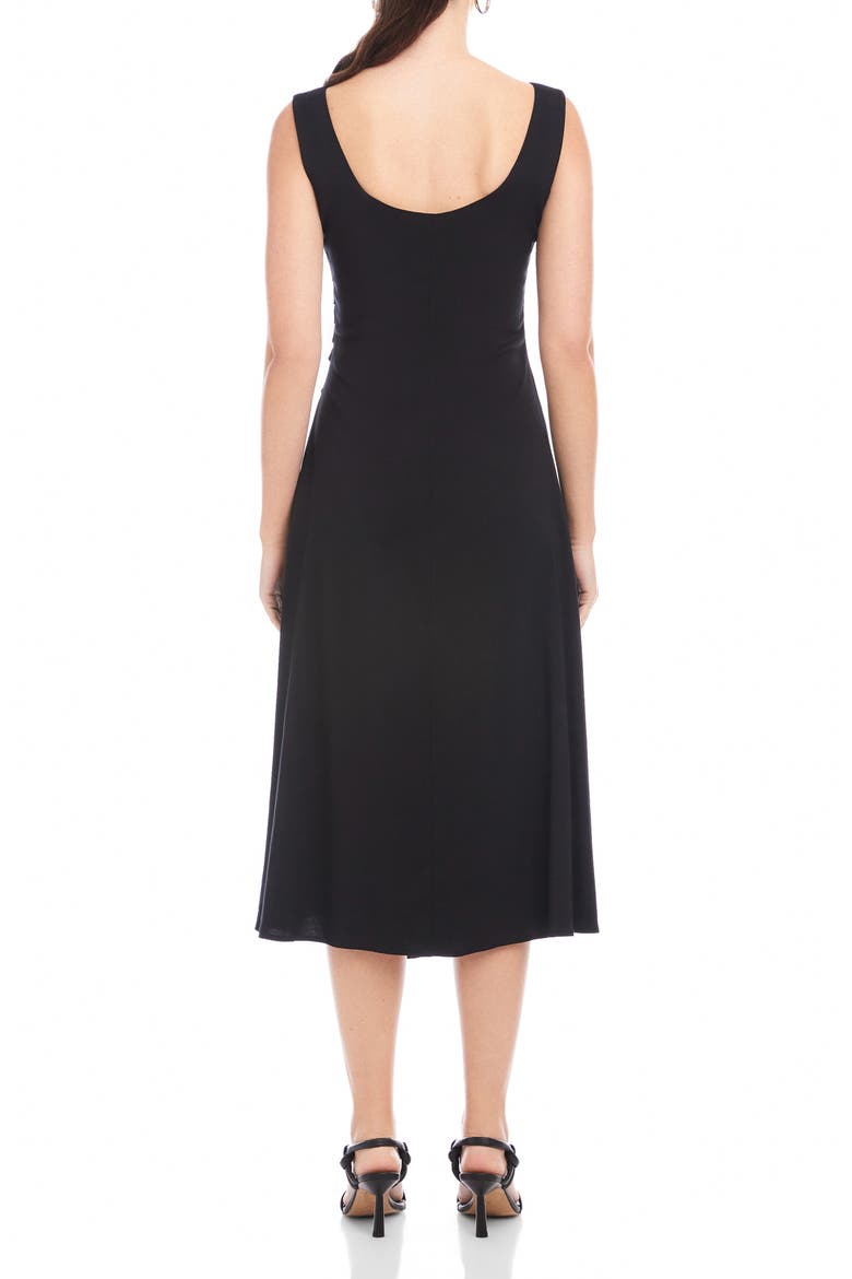 Shari Side Shirred Midi Dress, Alternate, color, BLACK