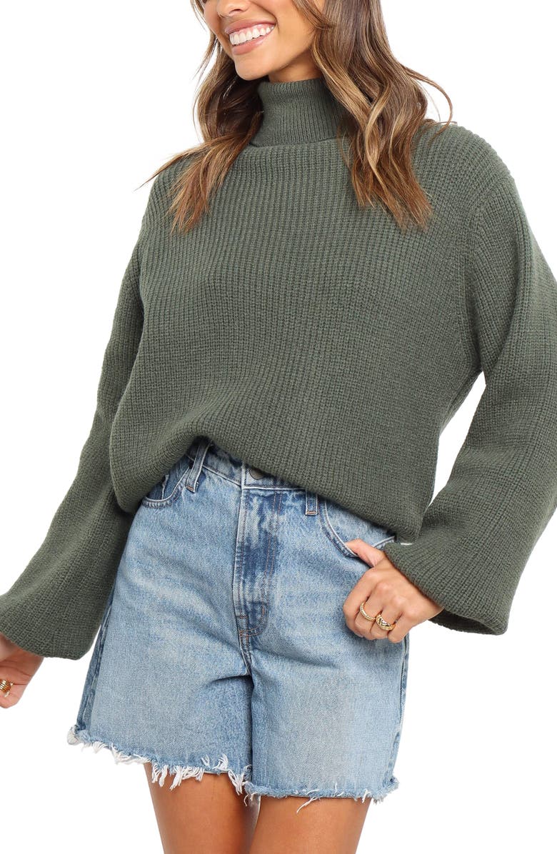 Petal & Pup Freddie Turtleneck Sweater, Main, color, Green