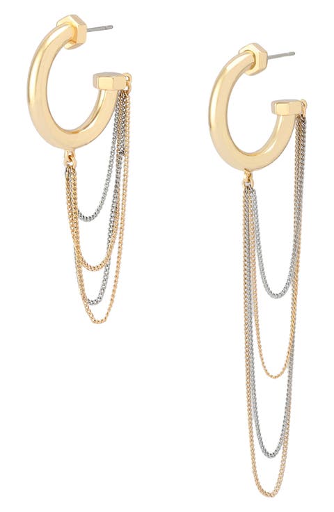 Mismatched Draped Chain Huggie Hoop Earrings