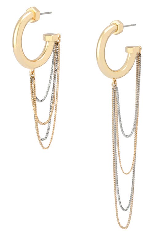 Allsaints Bolt Asymmetrical Swag Chain Huggie Hoop Earrings In Gold