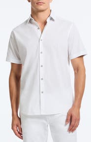 Robert Graham Thresher Classic Fit Solid Short Sleeve Cotton Seersucker Button-Up Shirt