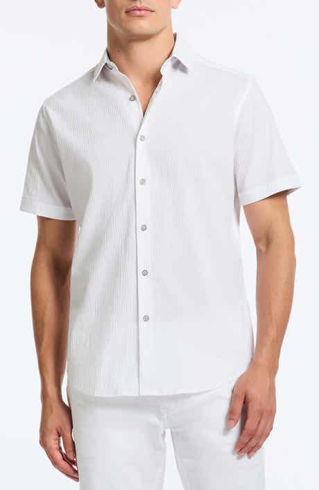 Robert Graham Thresher Classic Fit Solid Short Sleeve Cotton Seersucker Button-Up Shirt