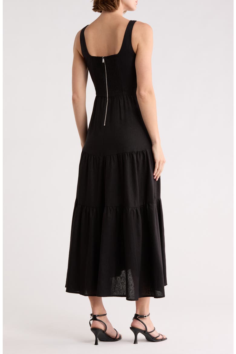 Square Neck Fit and Flare Midi Dress, Alternate, color, BLACK