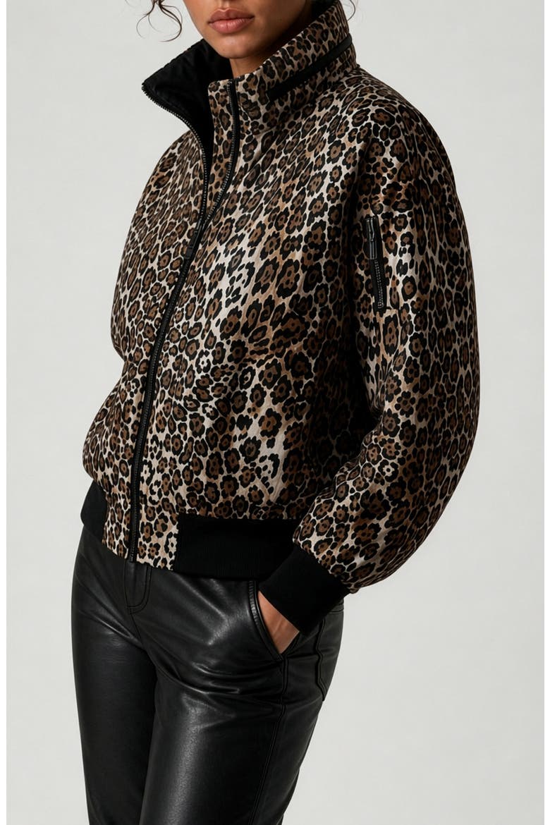 Zaylee Leopard Printed Bomber Jacket, Alternate, color, BLACK LEOPARD